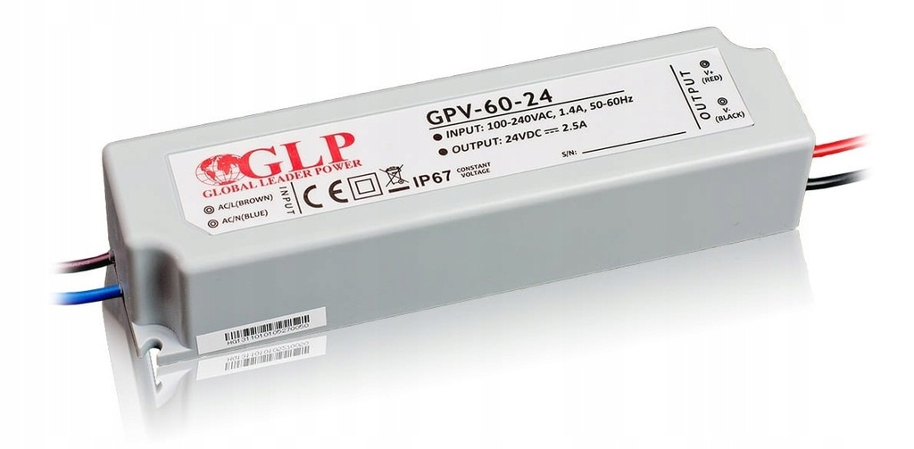 LED voedingsadapter – 24V 60W 2.5A – IP67 Waterdicht