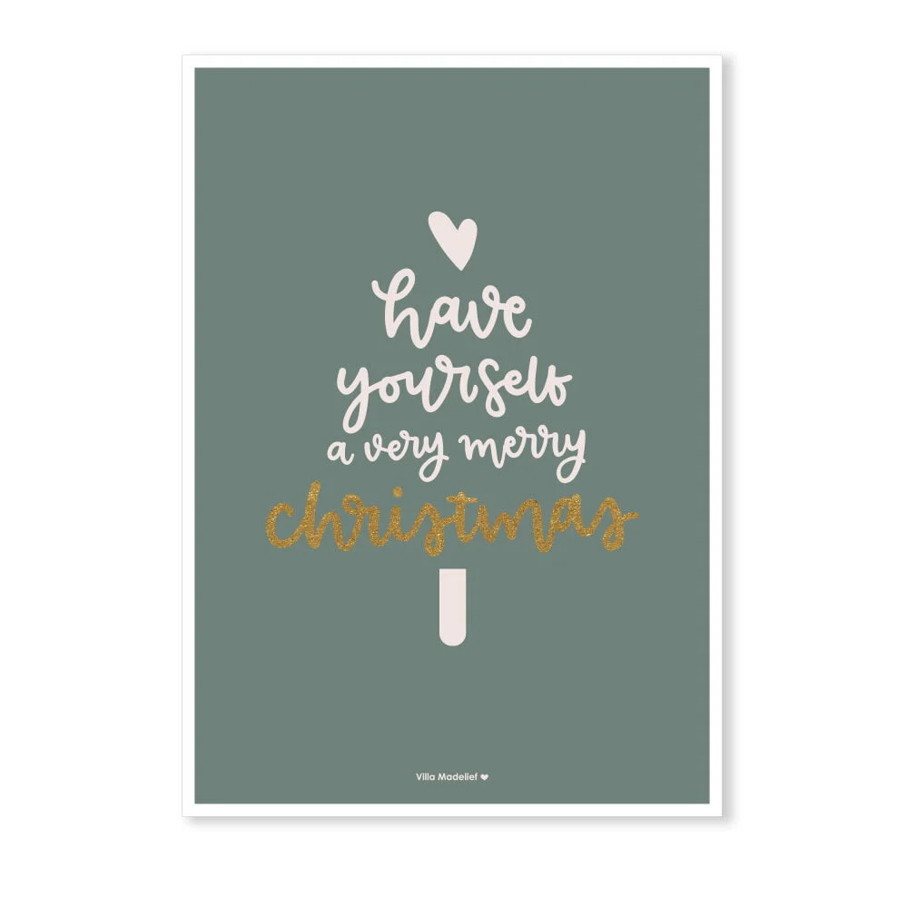 Villa Madelief | Kerstkaart have your self a very merry christmas groen