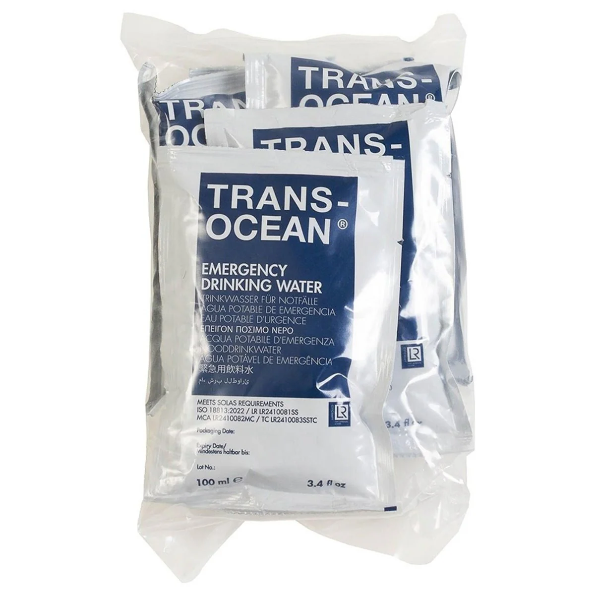 Katadyn Brand Trans-Ocean Emergency Drinking Water Ration Pack (5×100 ml) ingeblikt