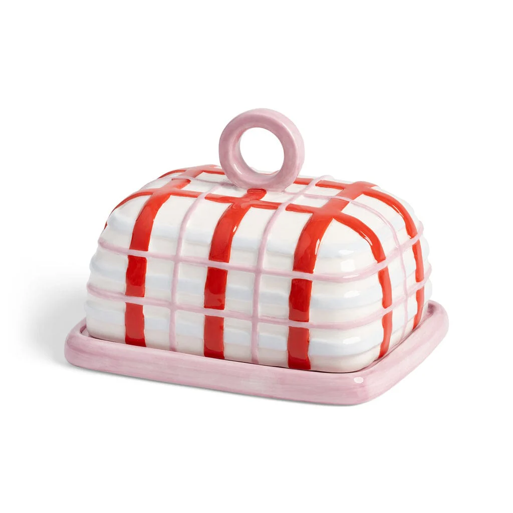 &Klevering – Butter dish check pink