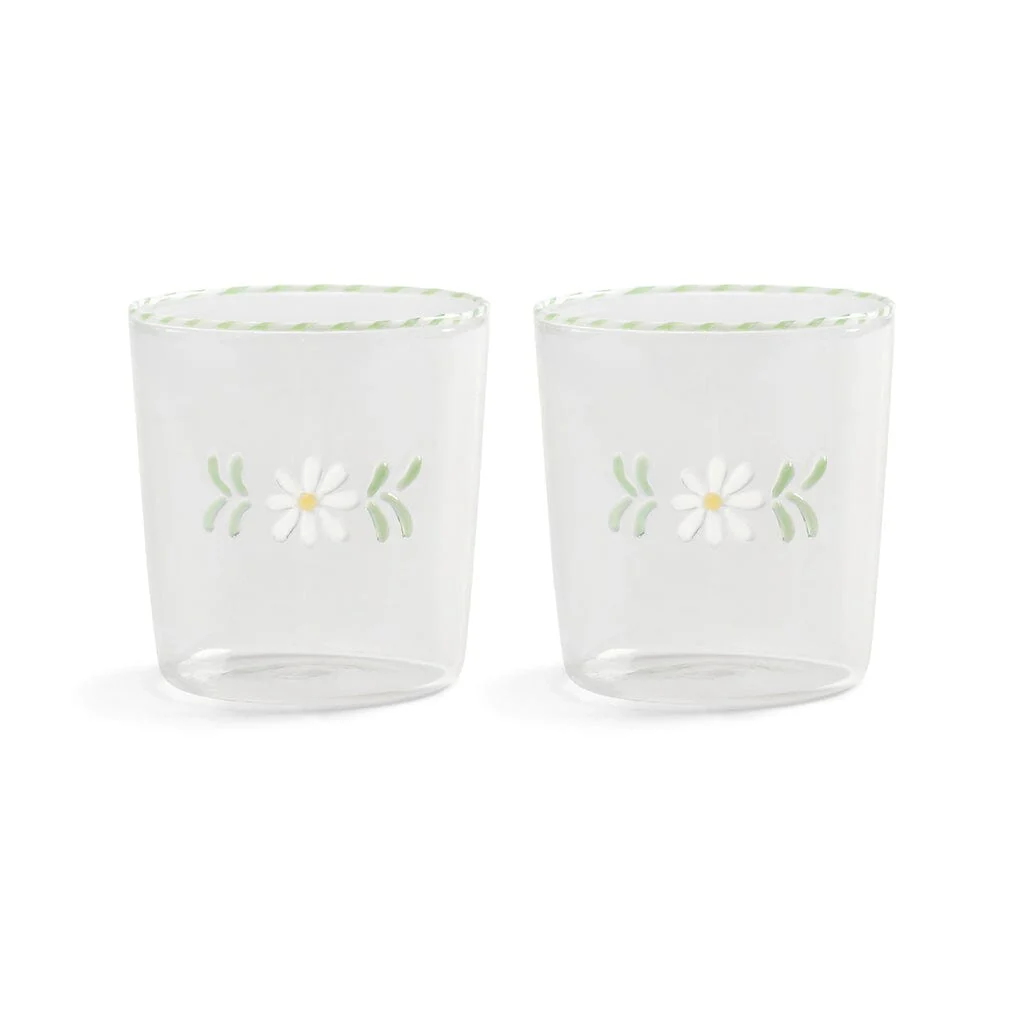 &Klevering – Glass flora white set of 2