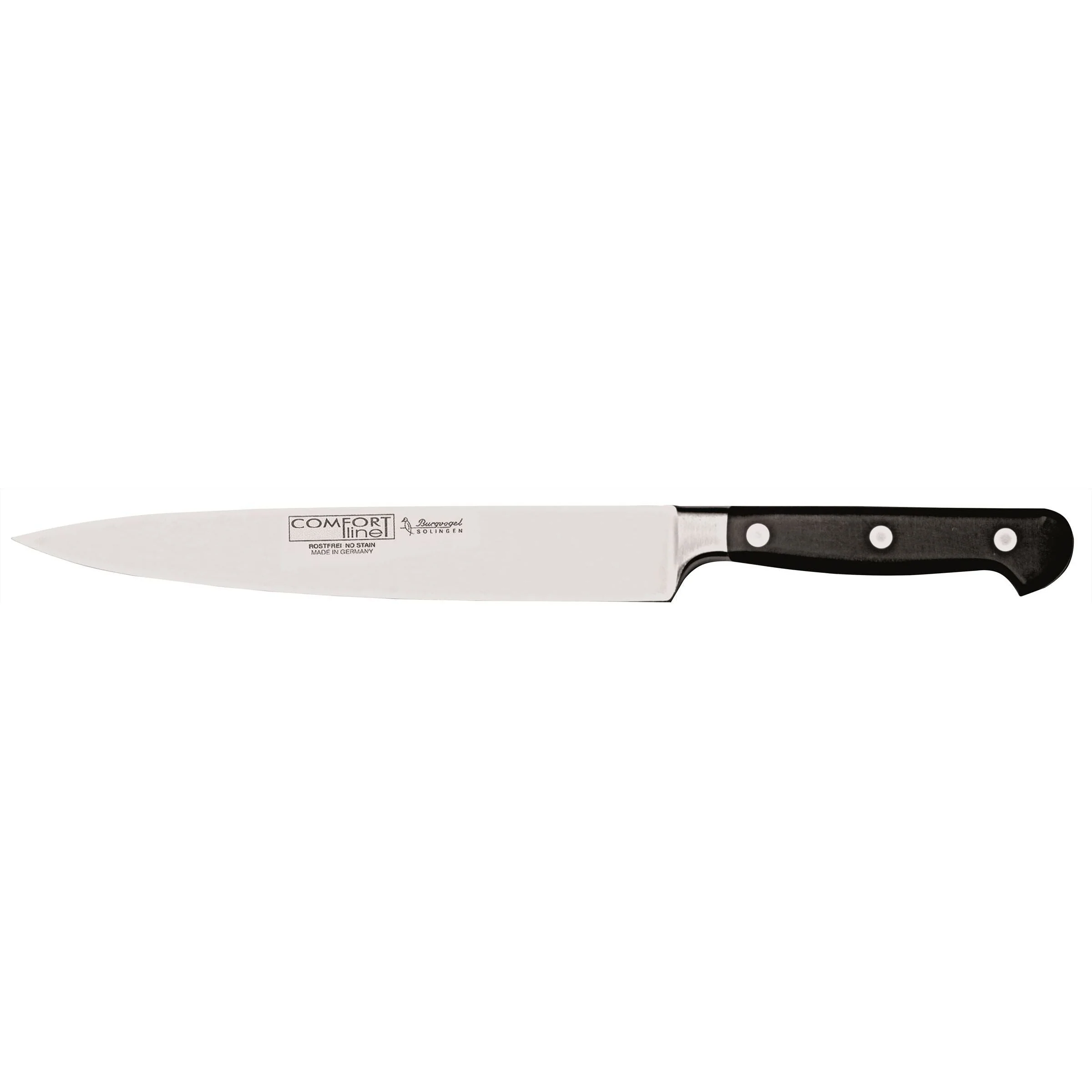 BURGVOGEL Comfort Line professioneel Koks- mes RVS smal lemmet 20cm zwart POM heft