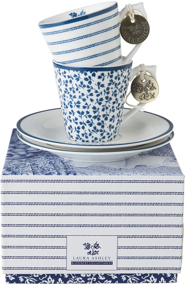 Laura Ashley Giftset 2 Kop en Schotels Espresso 9 cl.