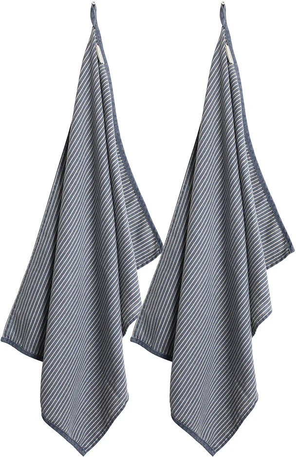 Laura Ashley Set 2 Theedoeken Blauw Streep Laura Ashley Set 2 Theedoeken Blauw Streep