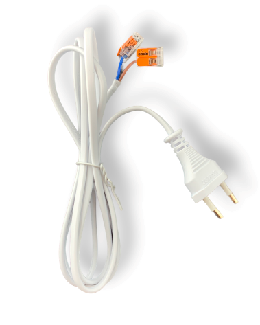 150cm aansluitstekker 2-polig incl. 2 WAGO kabelverbinders – 230V netsnoer met open einde –  0.75mm²