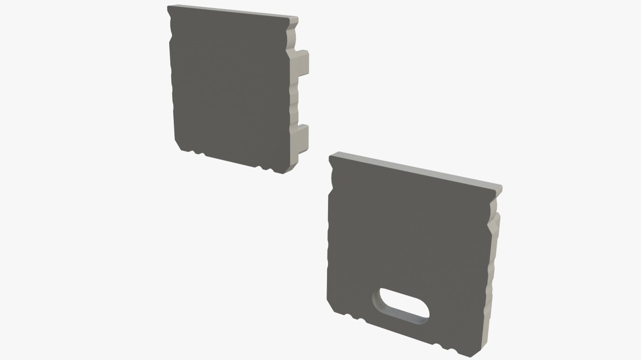 Begin- en eindstuk voor Aluminium profiel 1000*16*12mm – diep – zwart