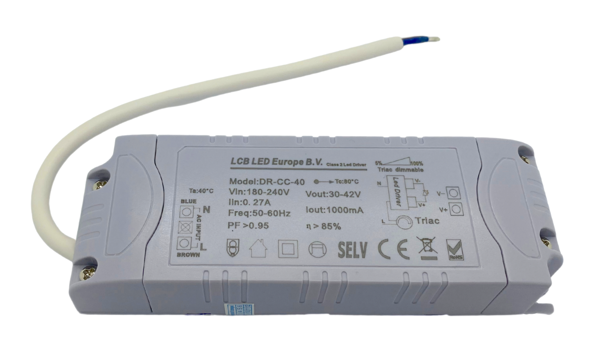 Dimbare LED driver – Triac / fase aansnijding – voor 17W LED paneel – TSONG