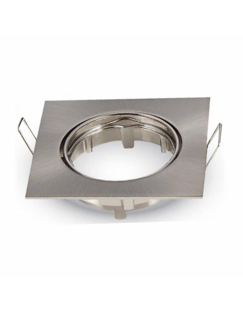 Inbouwspot vierkant – geborsteld staal – kantelbaar – zaagmaat 74mm – buitenmaat 82mm -1 stuk