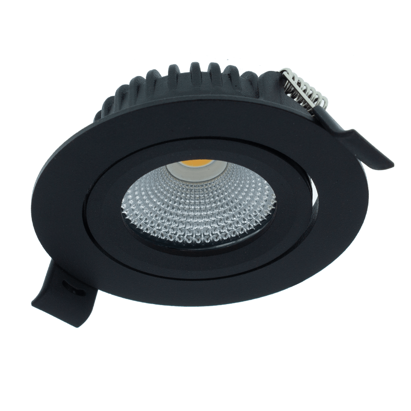 LED Inbouwspot kantelbaar Zwart Rond 5W 350lm 60D – 927 Warm Wit | 82mm – IP54 – Dimbaar – Beste Kleurweergave