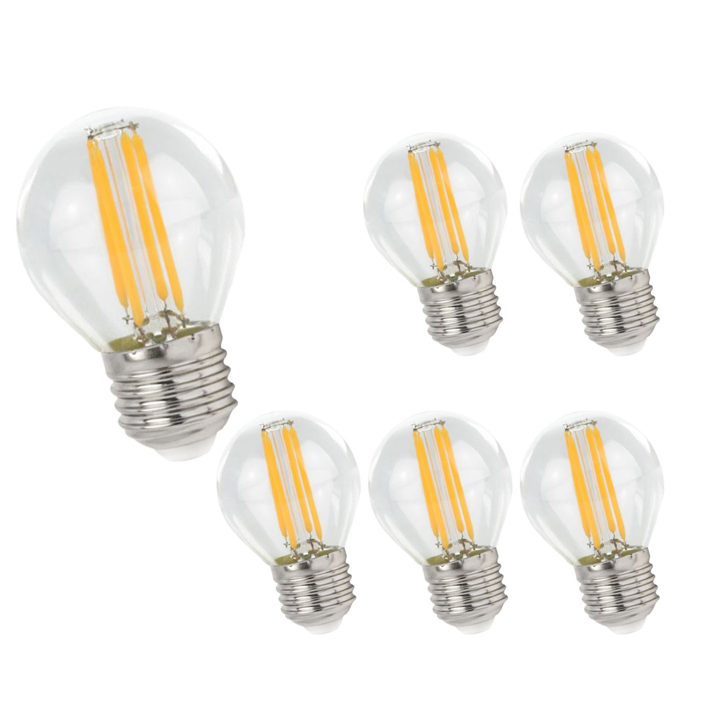 Voordeelpak 6 stuks – LED Lamp G45 – E27 fitting – 4W Filament – 2700K warm wit licht