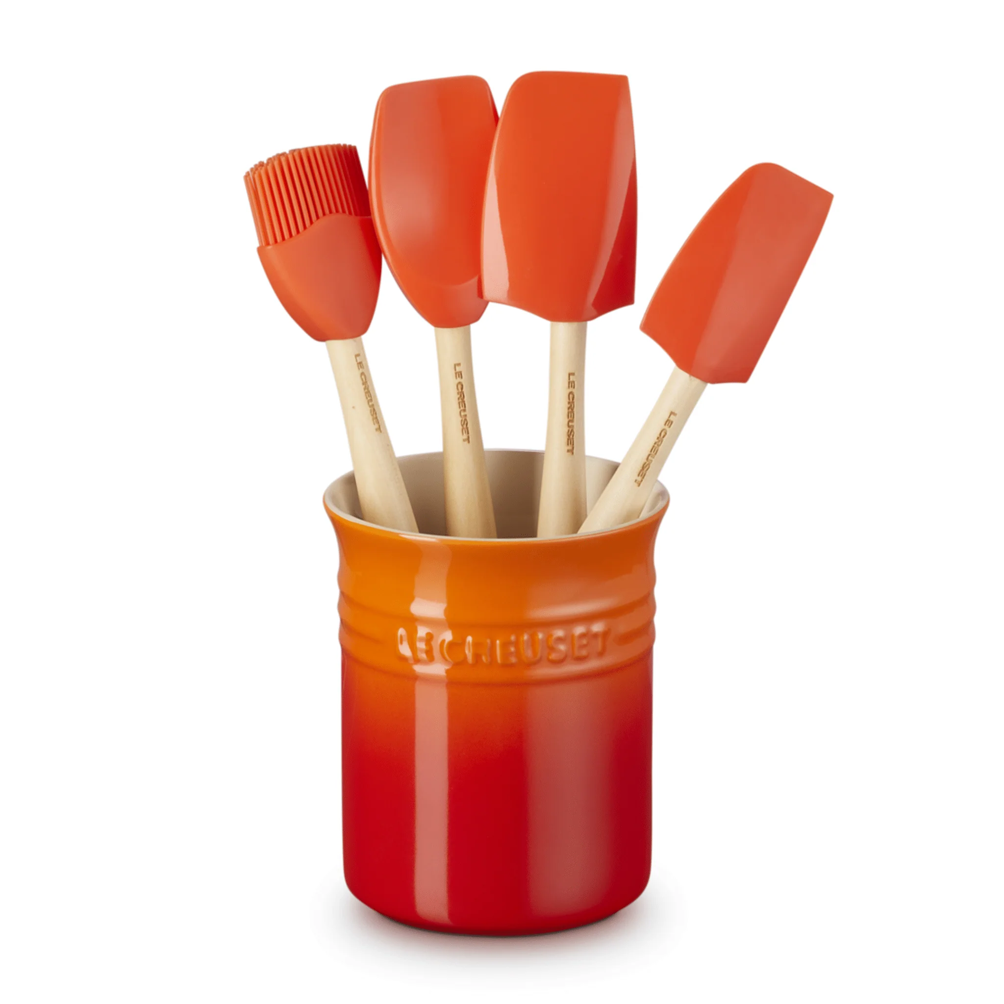 Le Creuset – Gift Set with Earthenware Spatula Pot and 4 Premium Spatulas