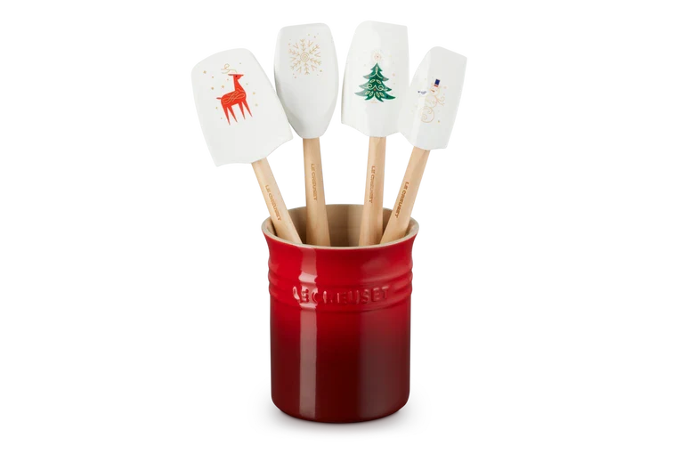 Le Creuset – Pot with 4 Spatulas Cherry Red/White