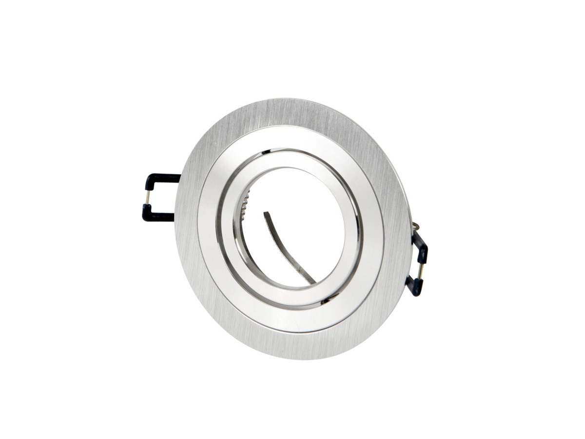Inbouwspot geborsteld aluminium rond – kantelbaar – zaagmaat 75mm – buitenmaat 92mm