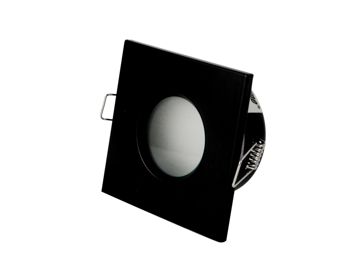 OP=OP LED inbouwspot zwart vierkant – Badkamer IP44 – zaagmaat 73mm – buitenmaat 84mm
