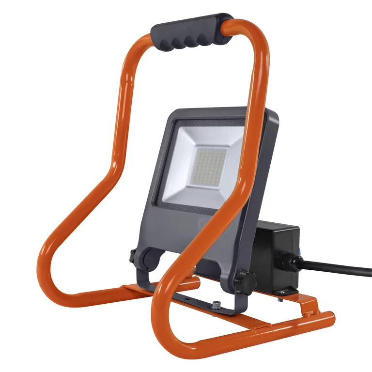 LED Breedstraler Bouwlamp Donker Grijs 50W 4500lm 110D – 840 Koel Wit | IP54 – 2 Power Outlets – Symmetrisch