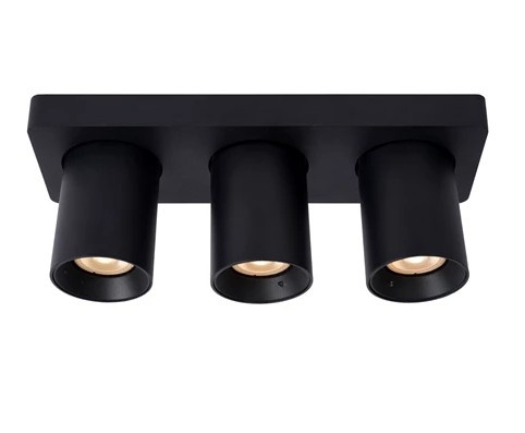 LED 3-Lichts Opbouwspot Nigel Zwart GU10 3x5W 2200K Dimbaar