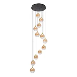 LED Hanglamp Gisela – Ø61 cm – 12×3,5W – 3360 Lumen – 2700K – Dimbaar – Amber Glas – Ovaal – In hoogte verstelbaar – Premium