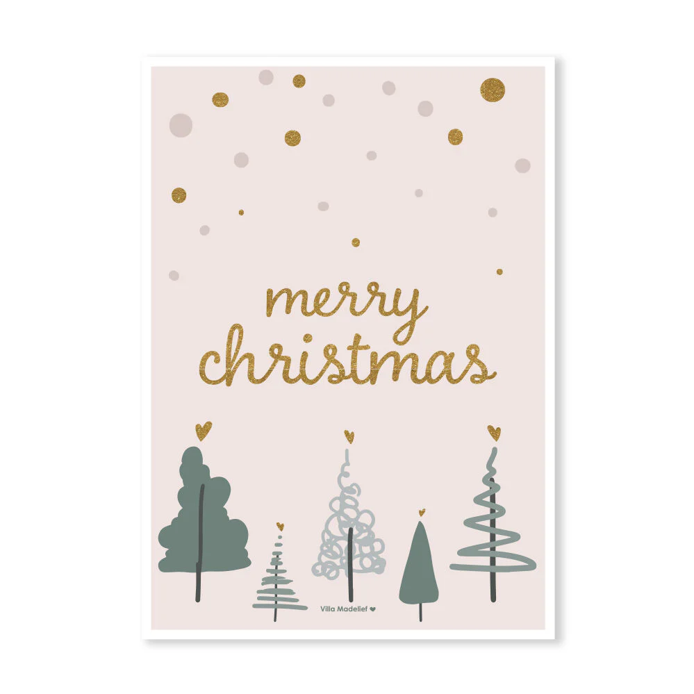 Villa Madelief | Kerstkaart merry christmas groen