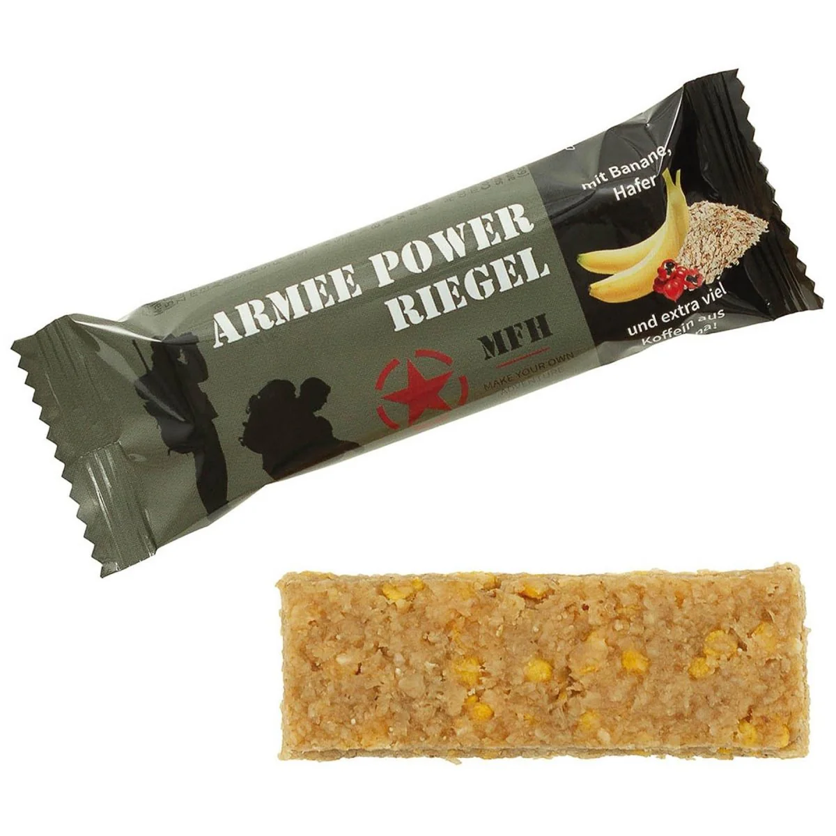 MFH Army Power Bar 60g Cafeïne Energiereep Outdoor Snack Banaan Guarana Smaak