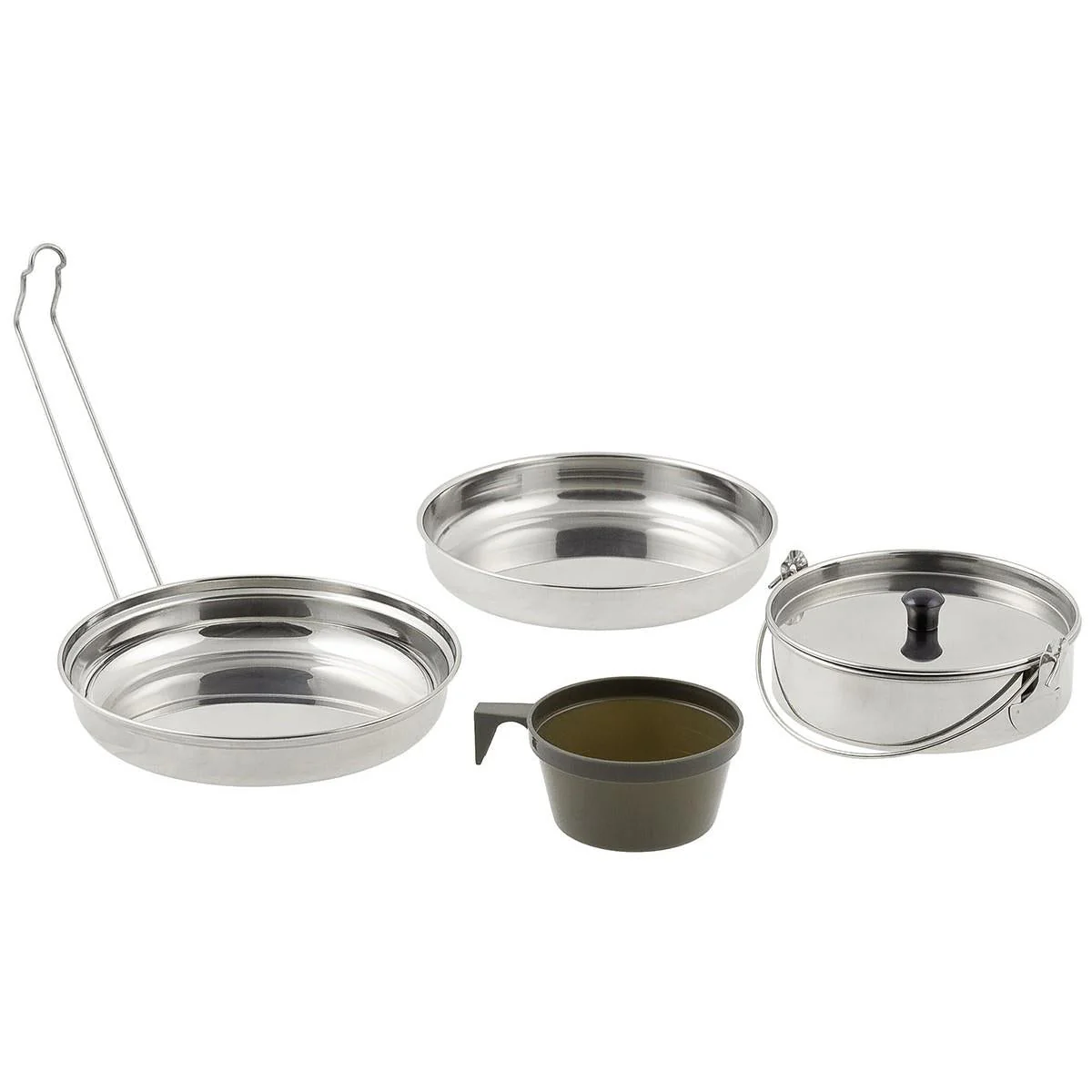 MFH Brand Mess Kit 5 stuks set roestvrijstalen camping wandeltrekking pottenset