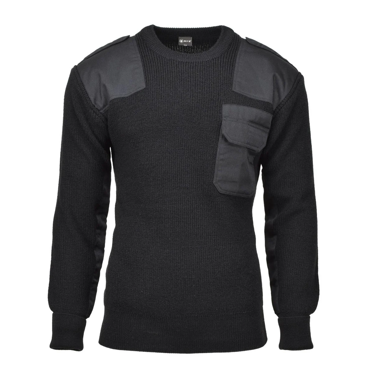 MFH Brand Sweater Commando Jumper Rib Gebreide wolversterkte pullover zwart nieuw