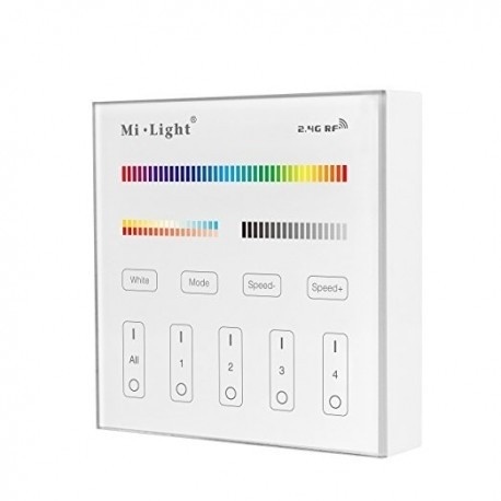 RGB+CCT Wandbediening paneel – Wit – 4 Zone – RF Bedieningspaneel 2.4Ghz – AAA Batterij