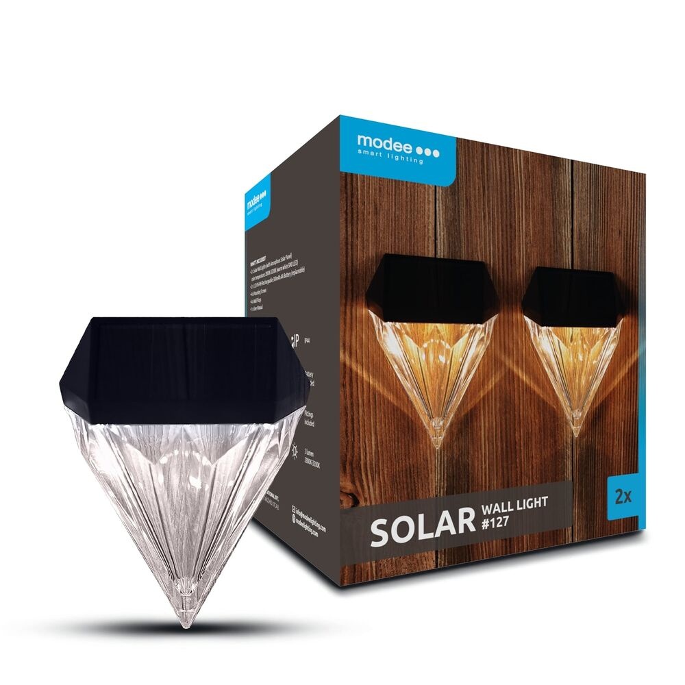 DUO pack – LED Solar schuttinglamp  – 3000K warm wit licht – 3 Lumen – IP44