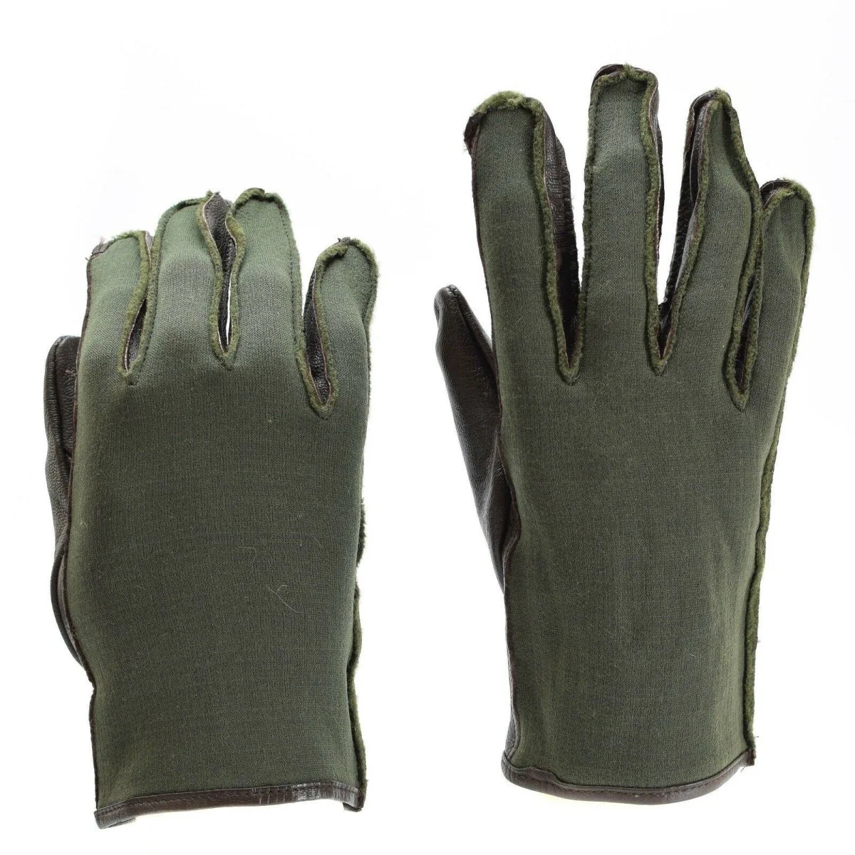 Originele Belgische legergevechtshandschoenen WWII -stijlhandschoenen Nylon Leather Olive Nieuw