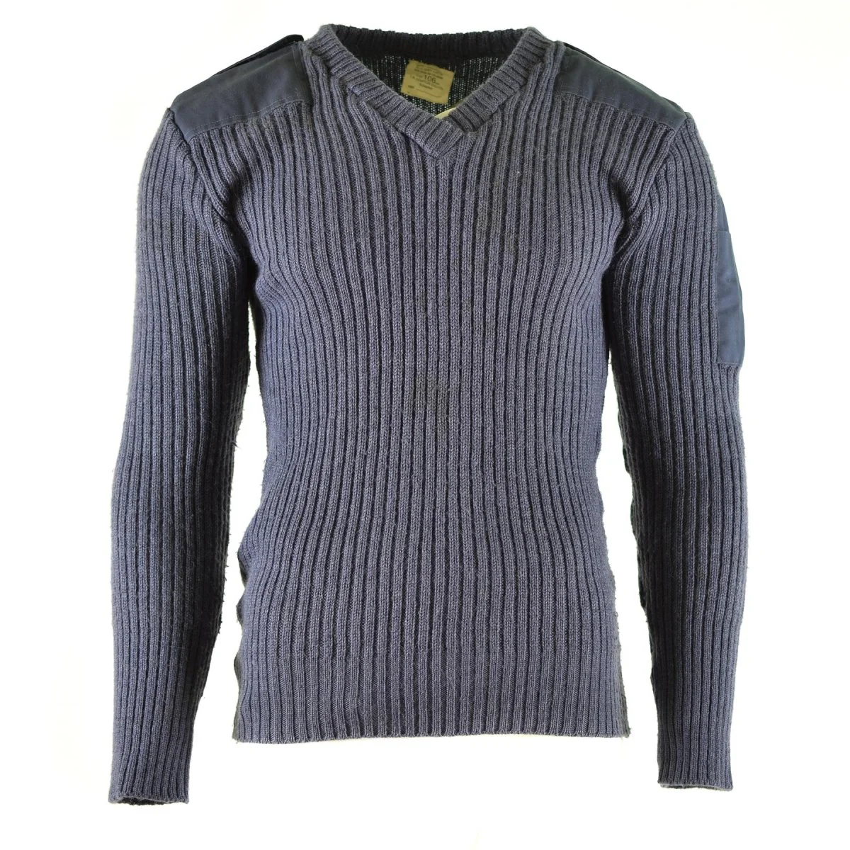Origineel Britse leger pullover commando jumper blauw grijs trui wol v-neck
