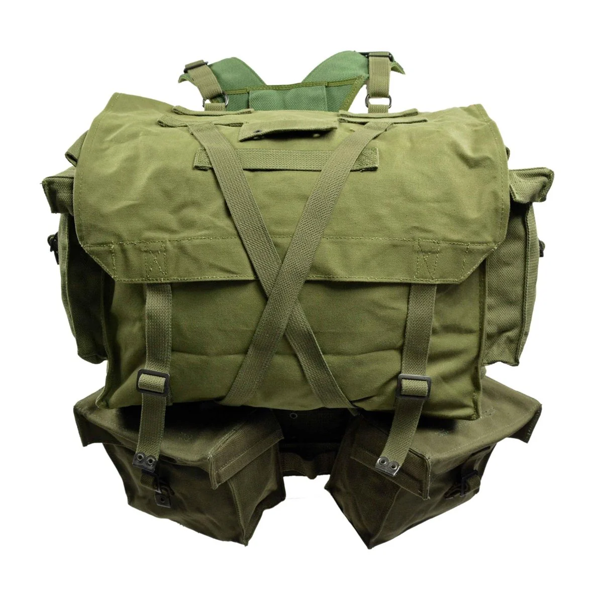 Originele Nederlandse Militaire M58 Webbing Patroon 35L Rugzak Geperforeerde Riem Olijf