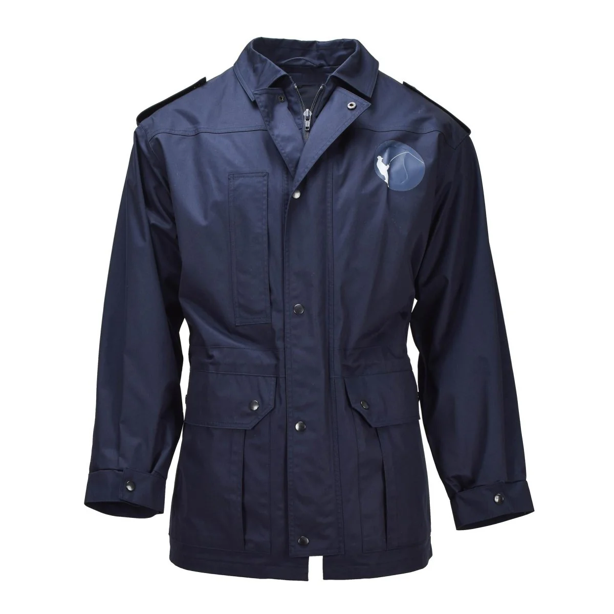Origineel Nederlandse Militaire Parka Turn Down Collar Fisherman Logo Legerjas Blauw