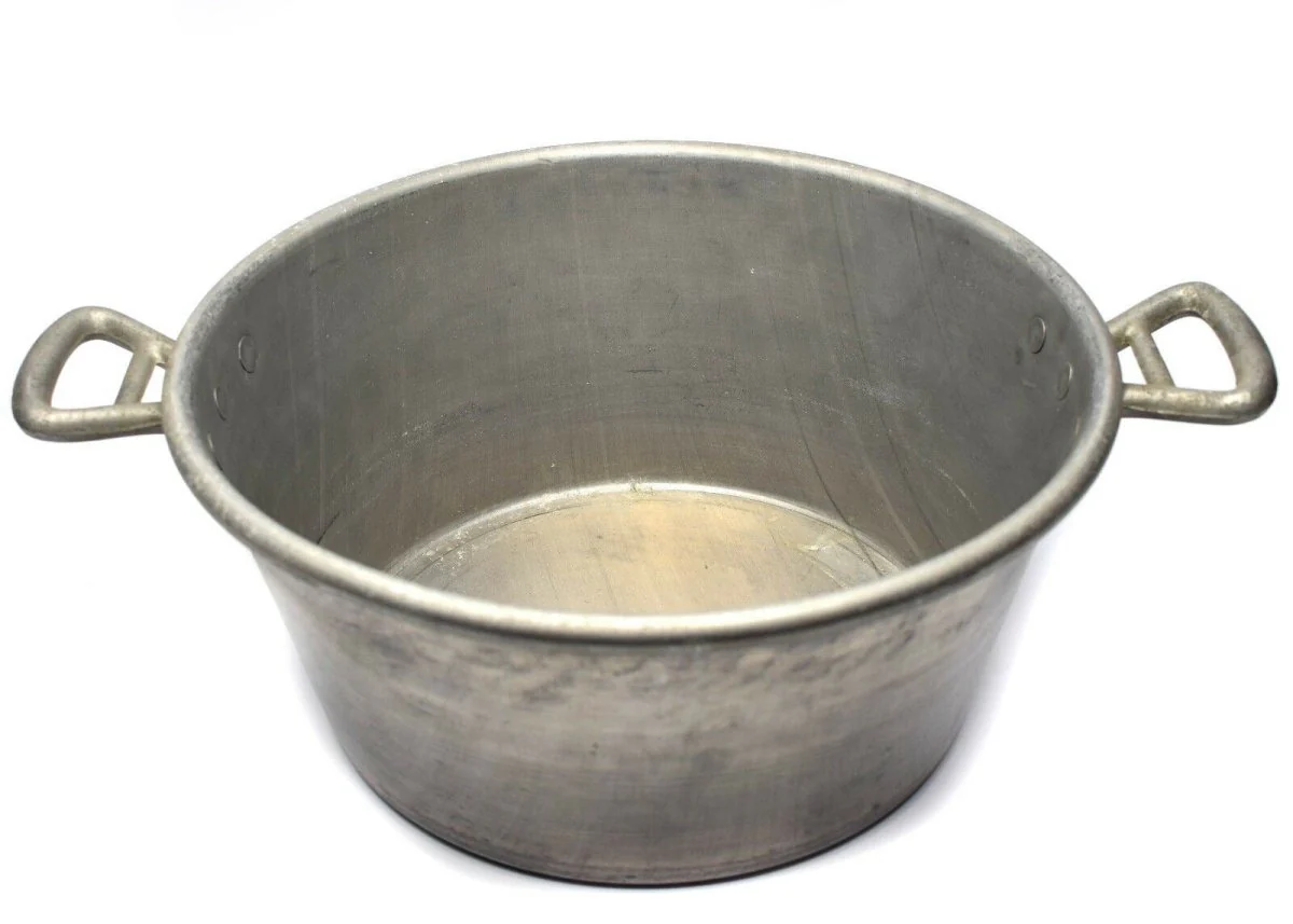 Origineel Frans leger grote kookpot. Aluminium militaire puinhoop tin pot pan