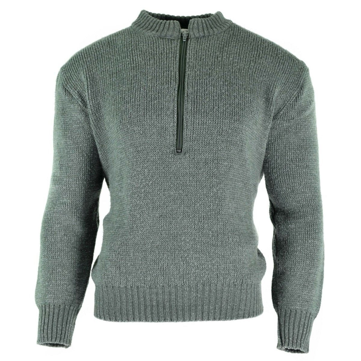 Originele Zwitserse leger pullover M74 Jumper Gray Virgin Wool Sweater met ritssluiting