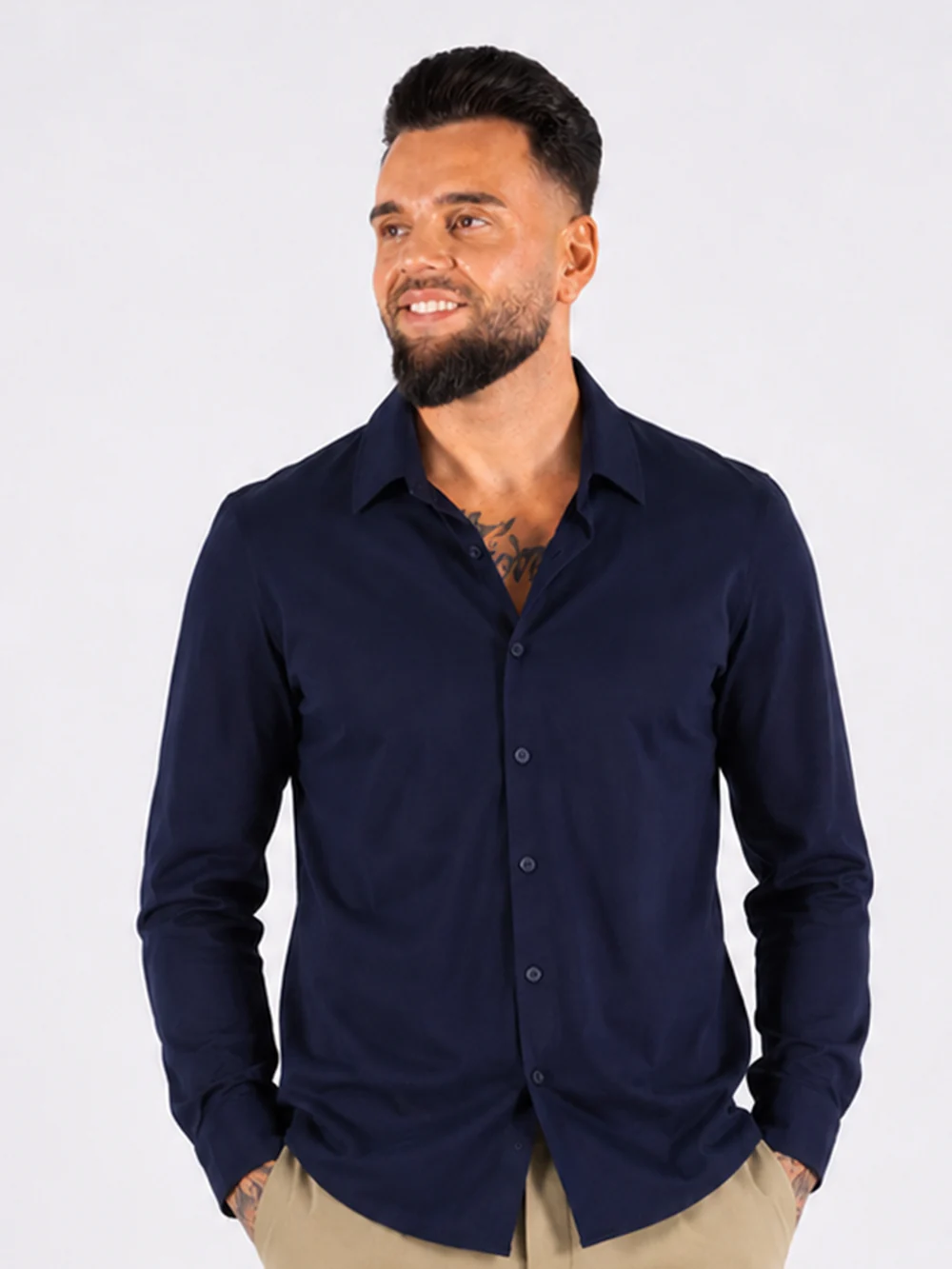 Casual Long Sleeve Overhemd – Navy