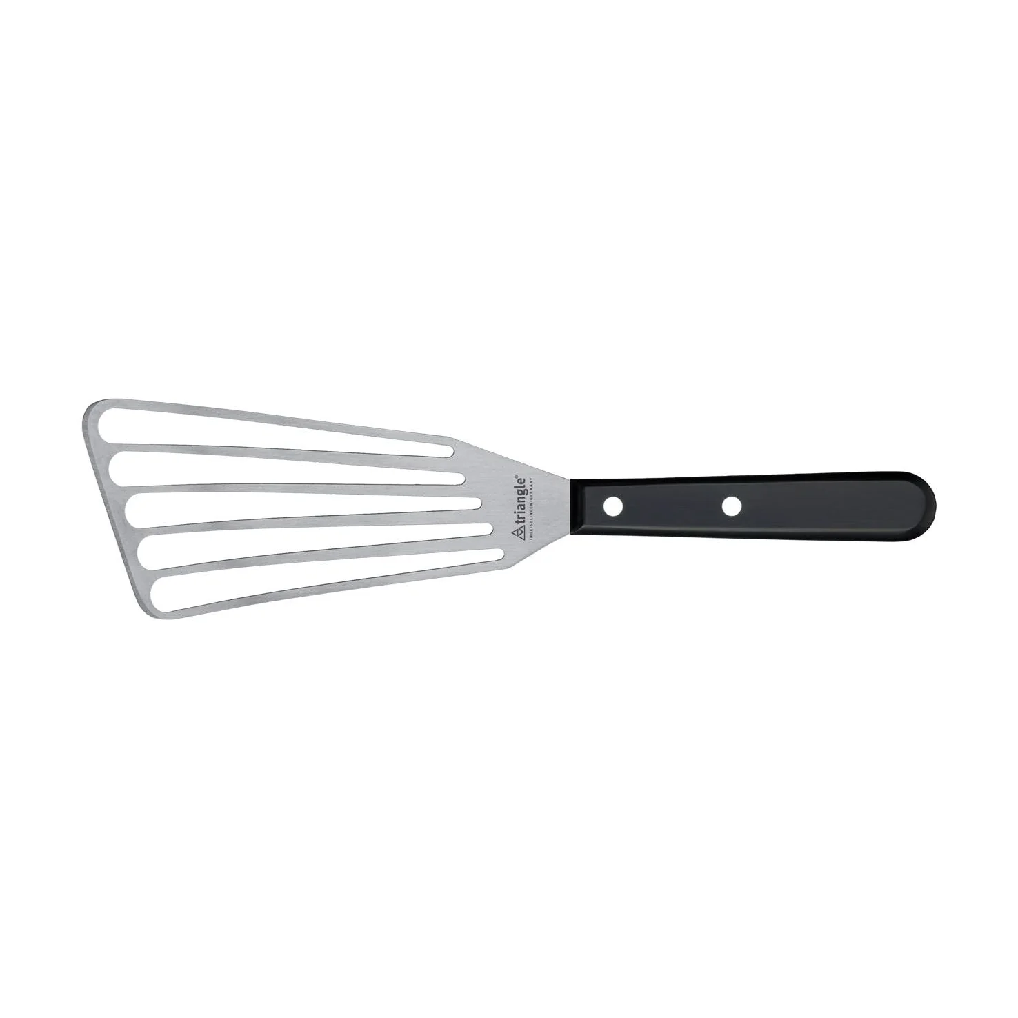 TRIANGLE Palet spatel met gleuven RVS lemmet 16cm zwart handvat met twee nieten