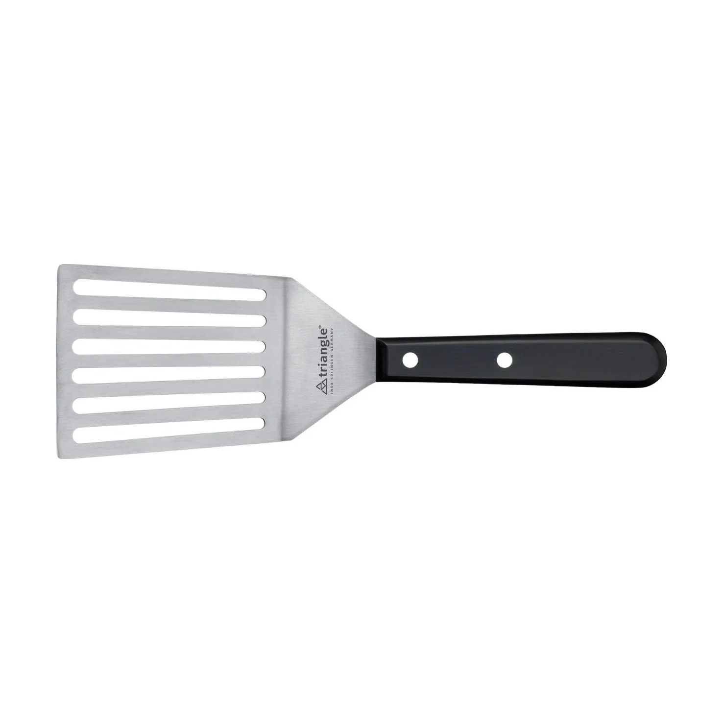 TRIANGLE Palet met knik breed gleuven RVS lemmet 12cm zwart handvat met twee nieten