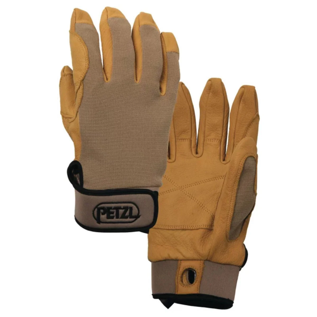 Petzl Cordex klimhandschoenen dubbel leerlaag abseiltouw handling beige