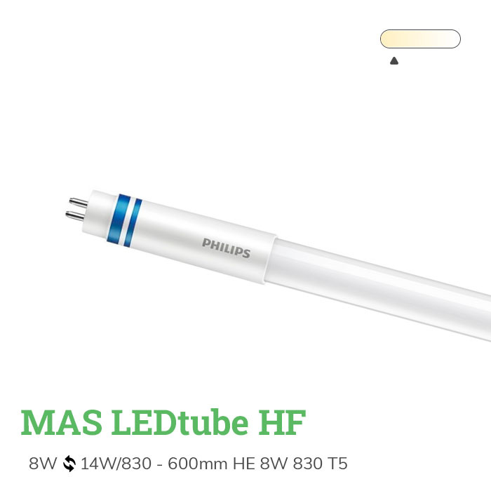 LED Buis T5 MASTER (HF) High Efficiency 8W 1050lm – 865 Daglicht | 55cm – Vervangt 14W