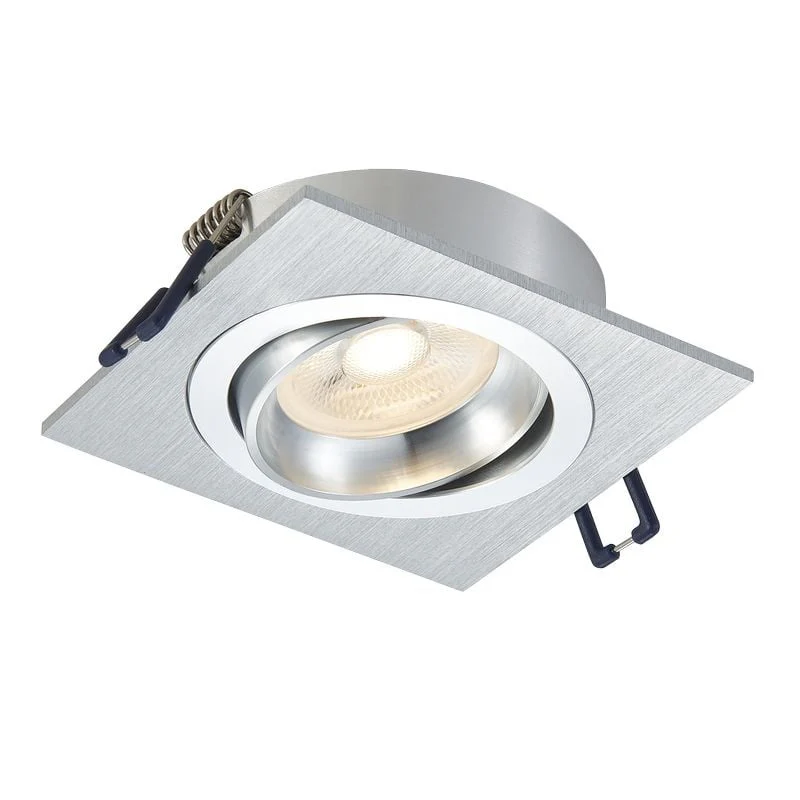 Lage Inbouwspots Ceres – Vierkant – Dimbaar – Geborsteld Aluminium