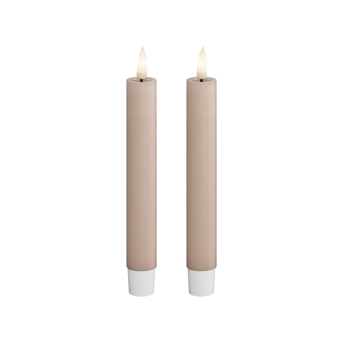 Deluxe Homeart | Led dinerkaars taupe/roze 15 cm | 2stuks
