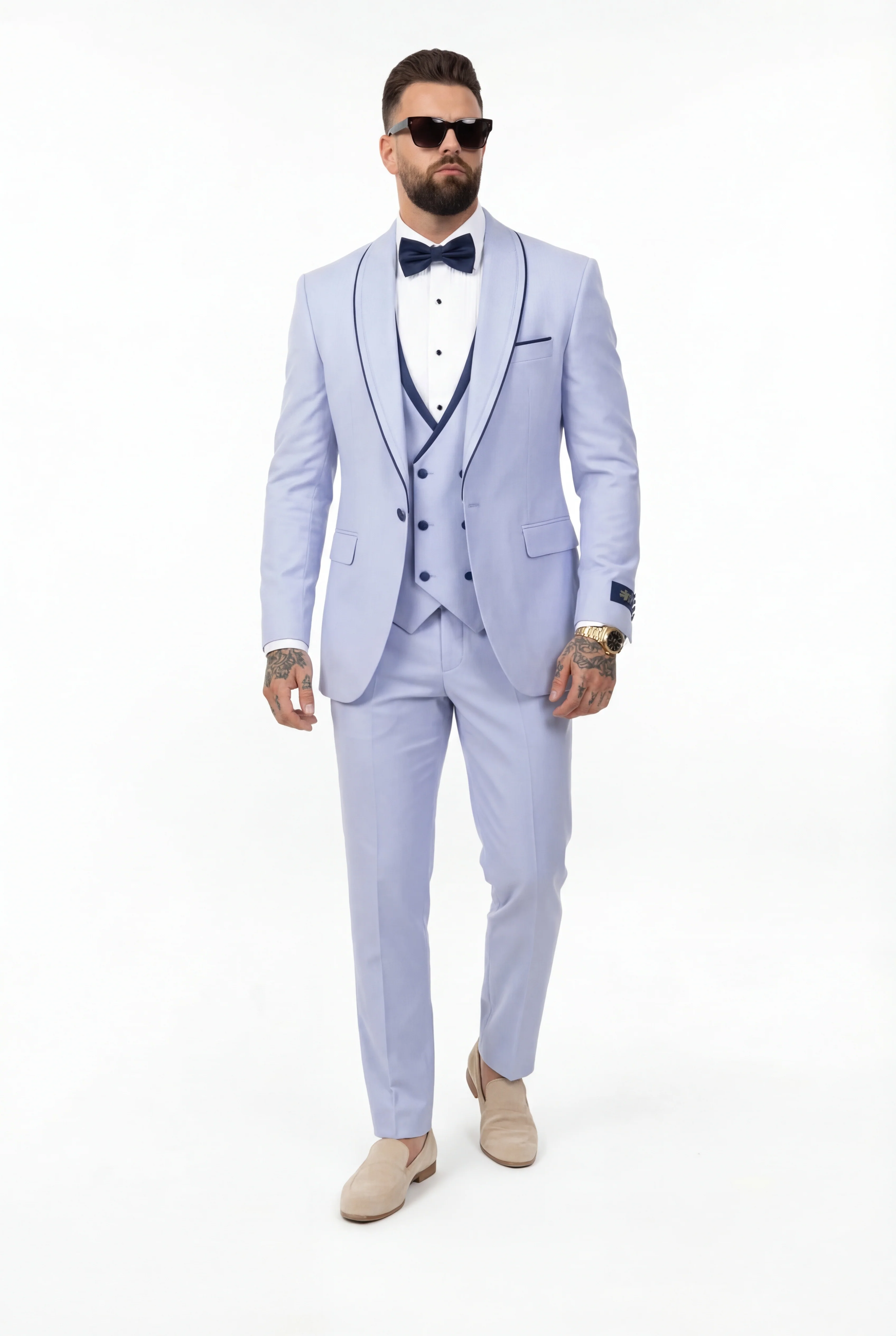 Frankie Premium 4-piece wedding suit light blue
