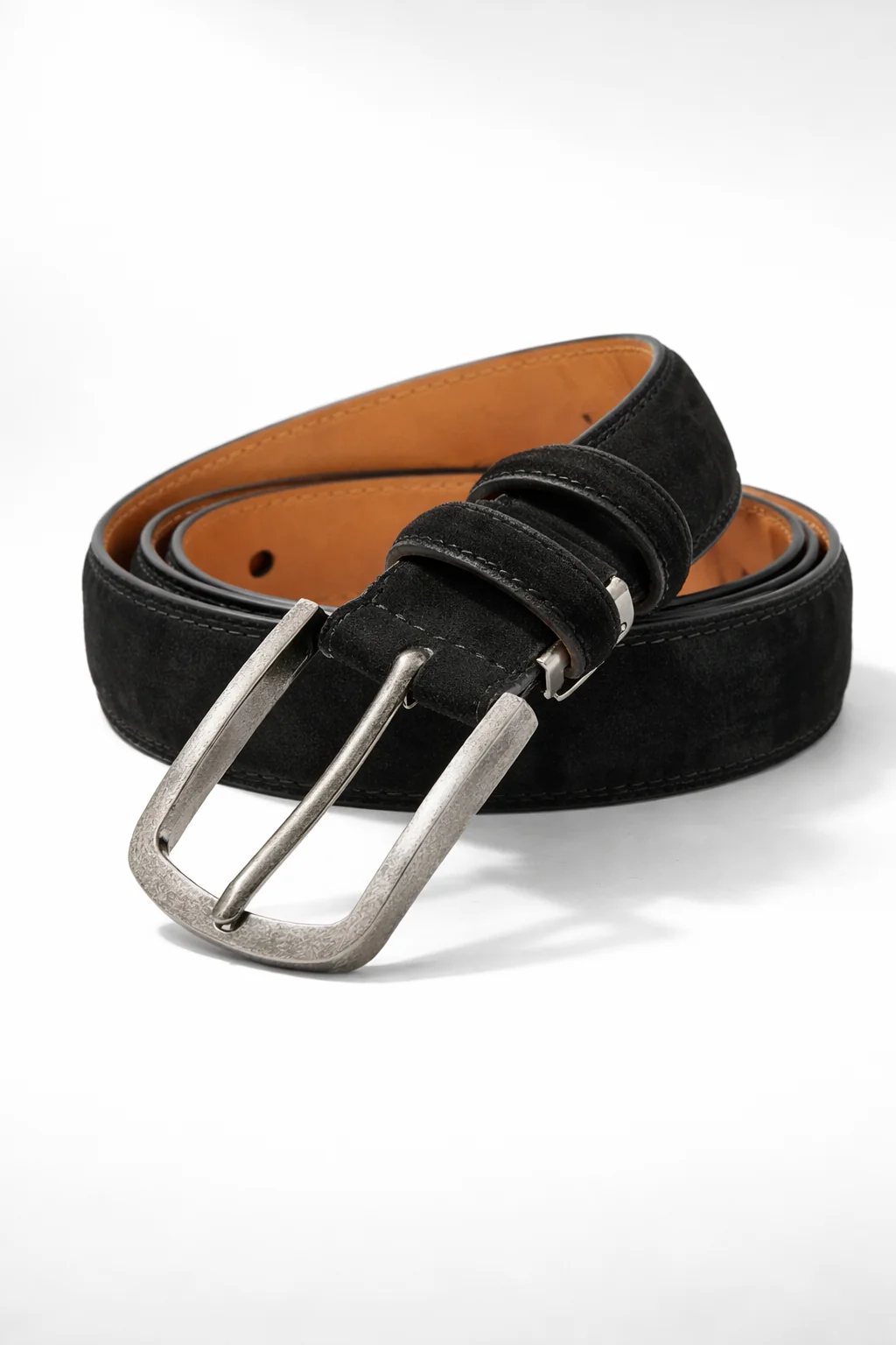 Leather belt suede black