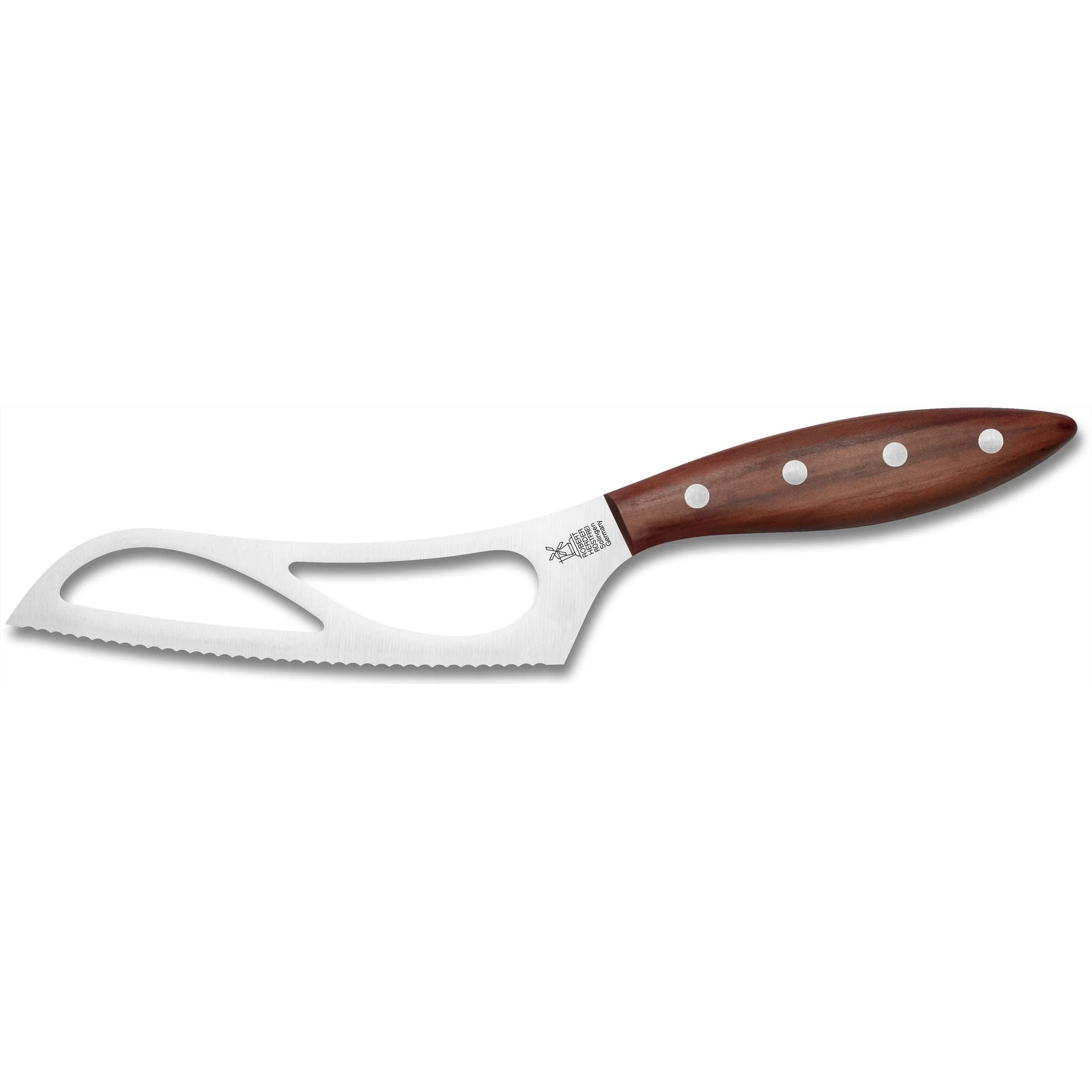 ROBERT HERDER Fromâgo Cio kaasmes met uitsparingen en concave golf, 16cm, pruimenhouten heft