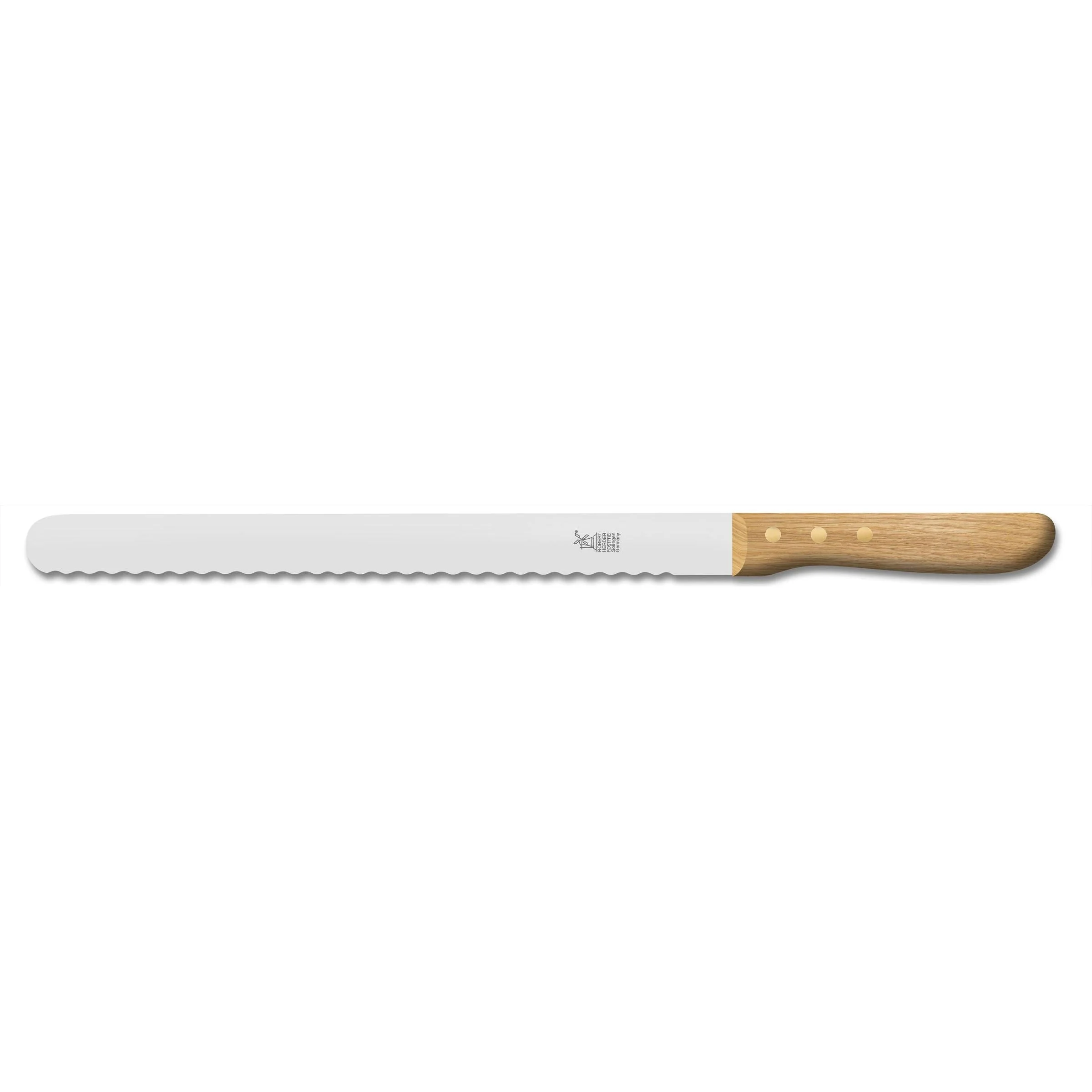 ROBERT HERDER brisket- of broodmes met golf RVS lemmet 31.5cm FSC eikenhout heft