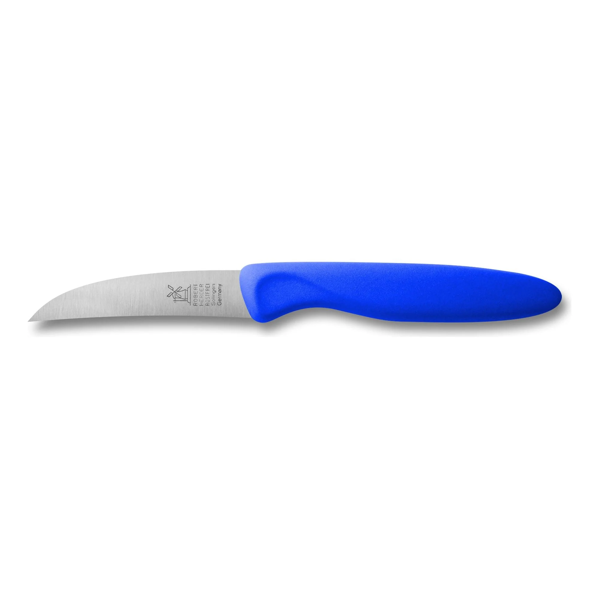 ROBERT HERDER Klassiker schilmes 7,5cm RVS gebogen lemmet met blauw kunststof anti-slip heft