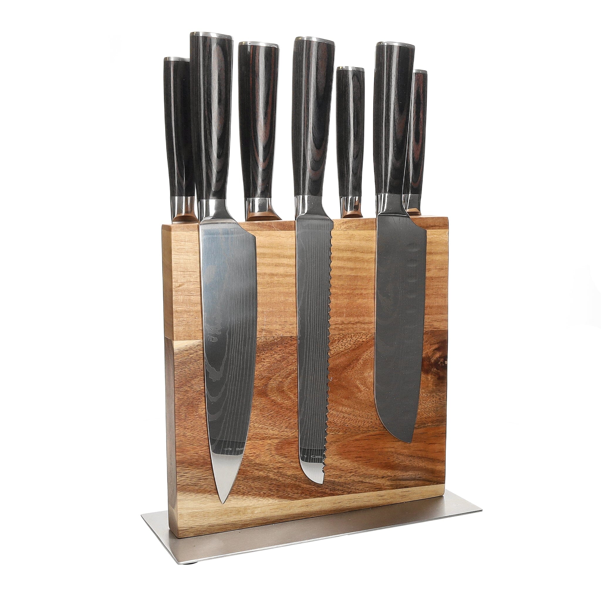 Shinrai Knives – Damascus Print 7-piece Knife Set + Knife Block Cito double-sided