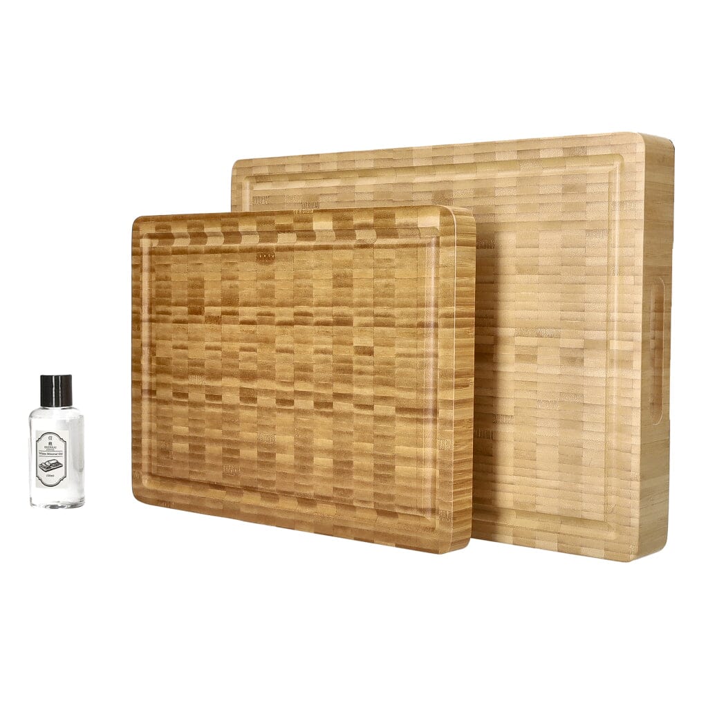Shinrai Knives – Luxury Solid Bamboo Cutting Board – End Grain – Bundle