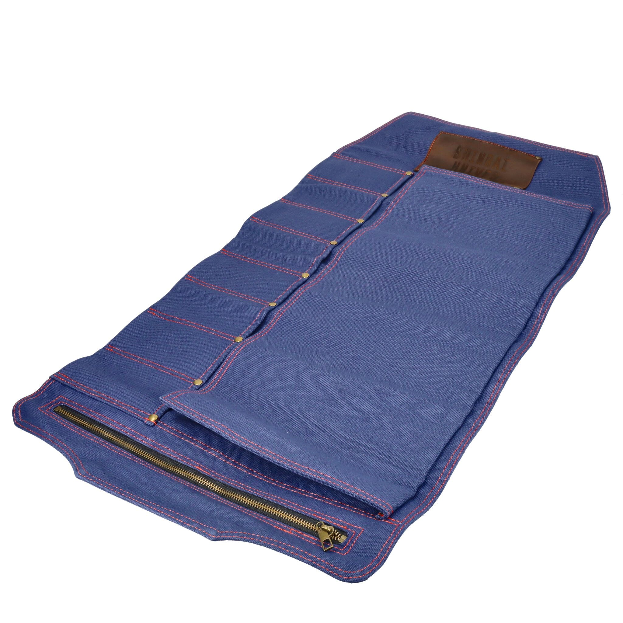 Shinrai Knives – Knife Roll High-Quality Canvas & Leather Dark Blue