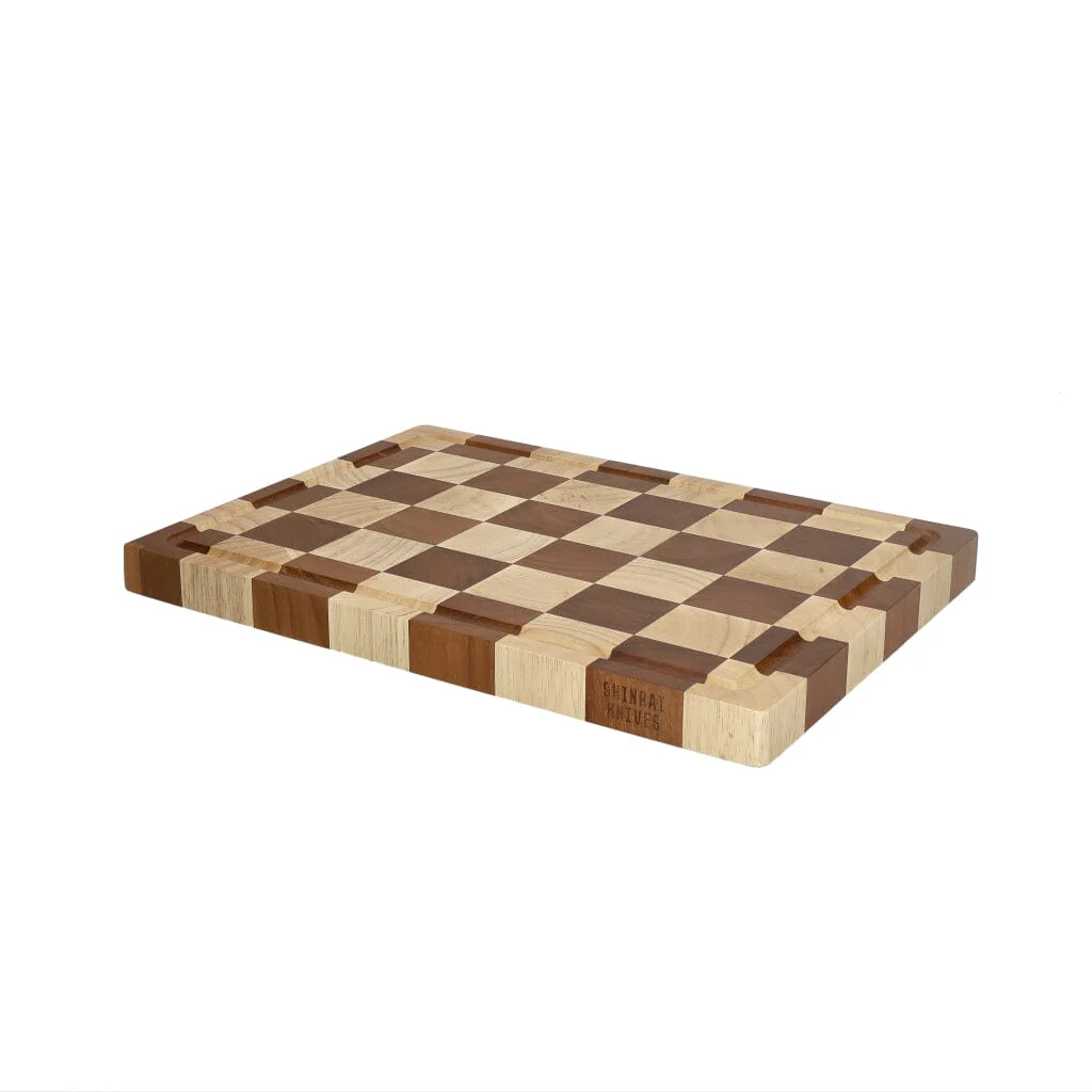 Shinrai Knives – Chess Cutting Board Acacia Wood – End grain – 35 x 25 x 2.5 cm
