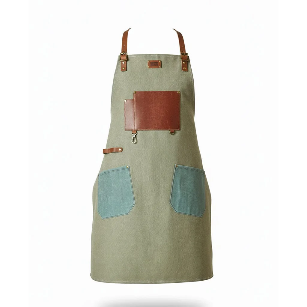 Shinrai Knives – Apron High-Quality Canvas & Leather Green